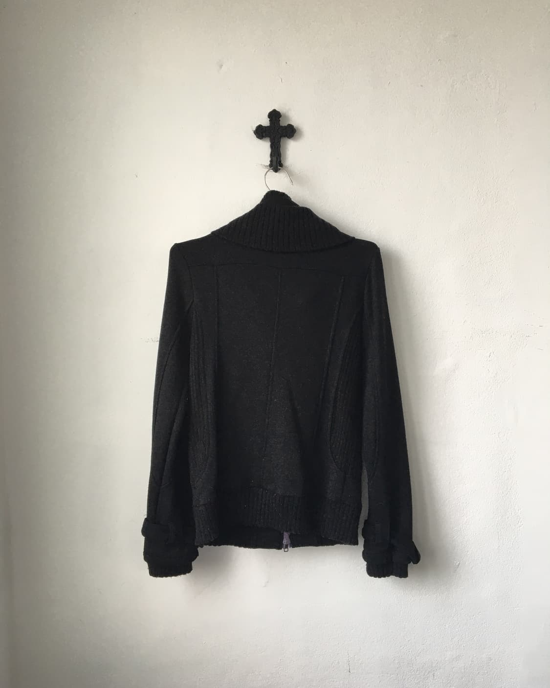 High neck ribbed layered zip up 상품이미지5