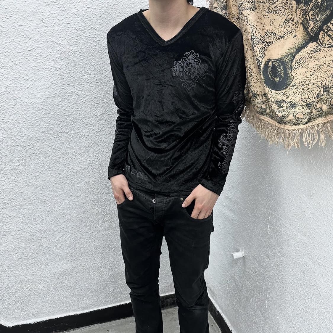 Cross velvet long sleeve 상품이미지5