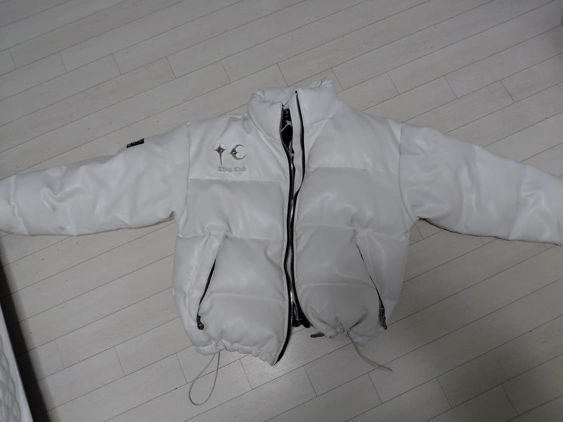 떠그클럽 레더패딩 화이트 가죽패딩 2사이즈 점퍼 상품이미지1