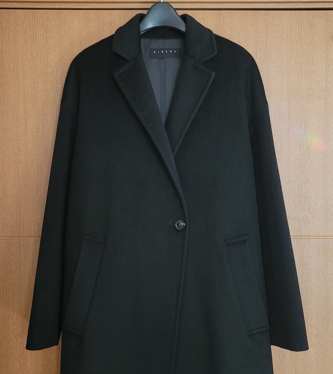 SISLEY | 블랙 모직 롱코트 55 | (모97캐시미어3) 상품이미지2