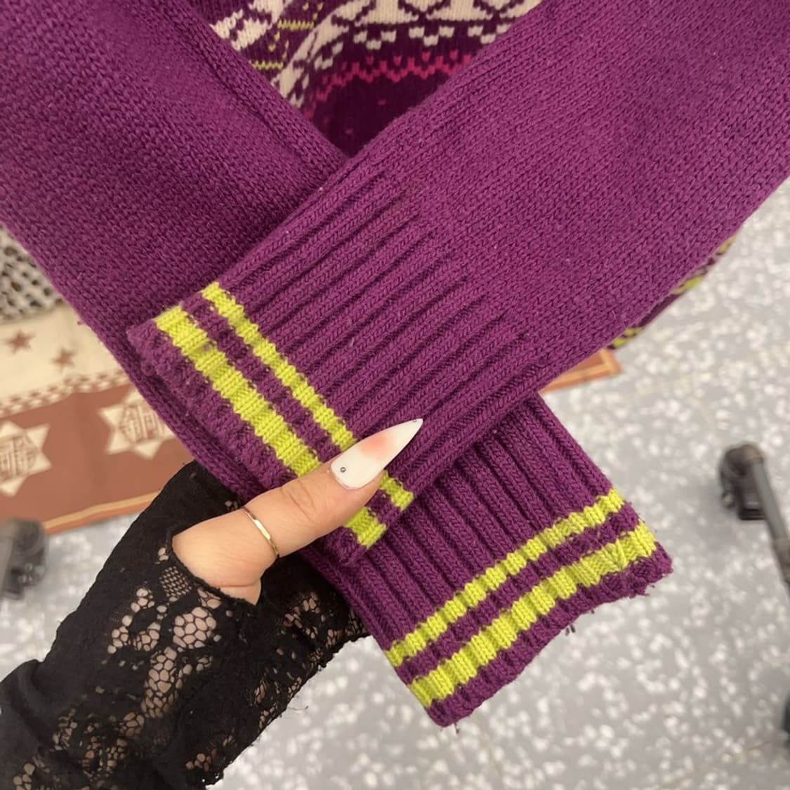 르꼬끄 희귀 Y2K 노르딕 코위찬 털 후드집업 가디건 M C09347 상품이미지7