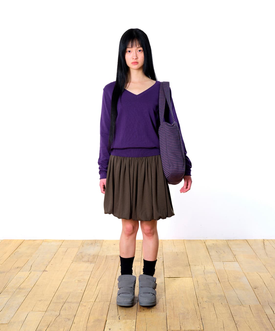 코이세이오 038 스트라이프 토트 백 - 블루 차콜 상품이미지5