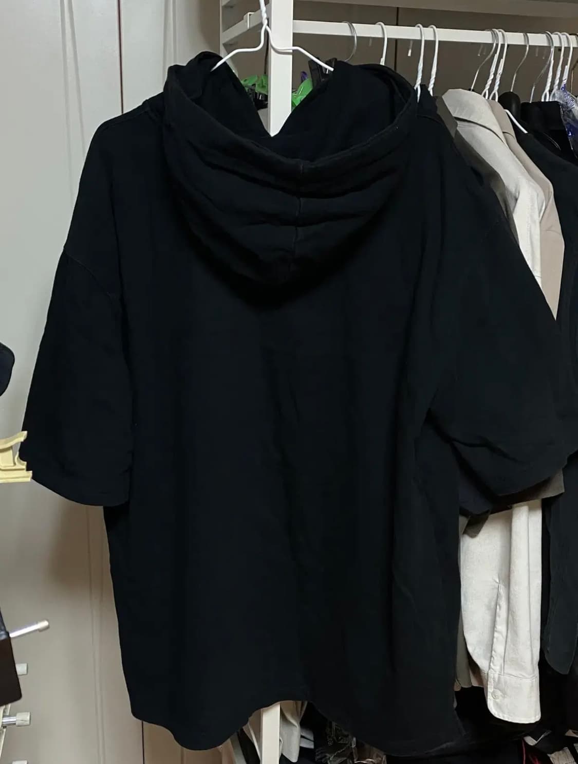 디그낙12 - 오버핏 더블 후드 반팔 티셔츠 (블랙/L) 상품이미지2