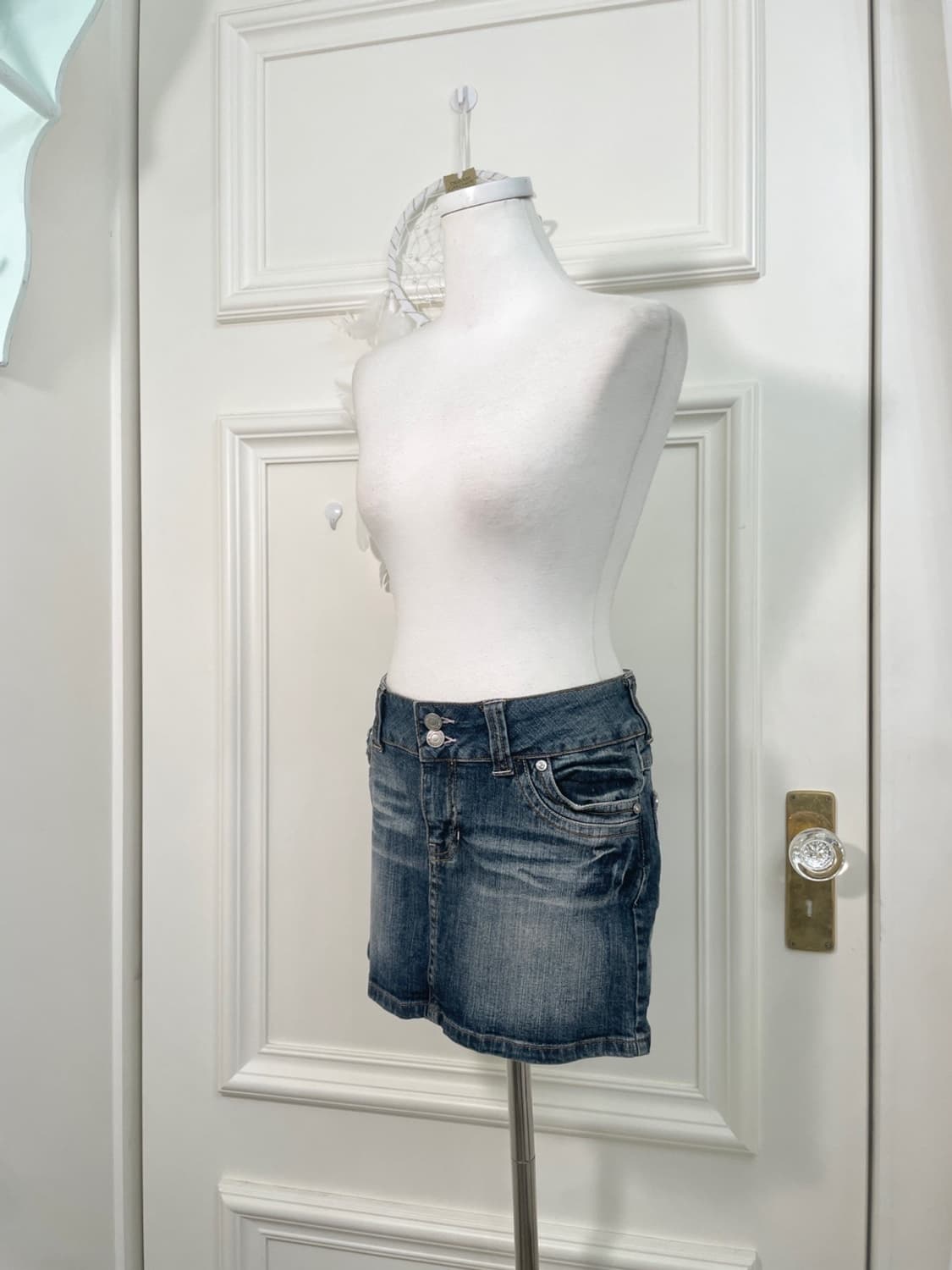 denim back heart cubic mini skirt 상품이미지3