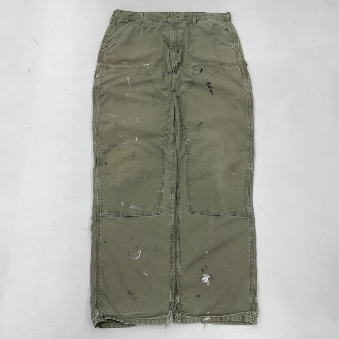 칼하트 OG 더블니 모스그린 카펜터 페이딩 와이드 워크팬츠 상품이미지2