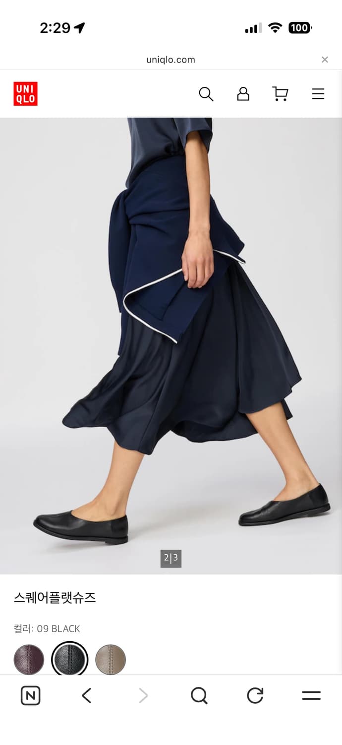 유니클로 스퀘어플랫슈즈 블랙 235 상품이미지2