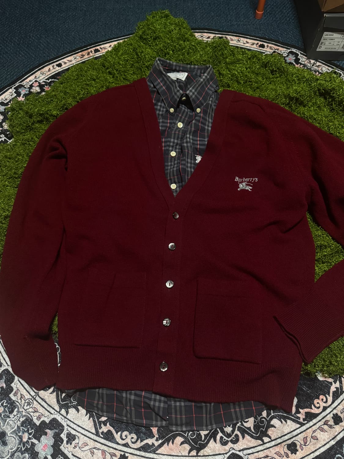 버버리 퓨어 램스울 가디건 버건디 38 상품이미지1