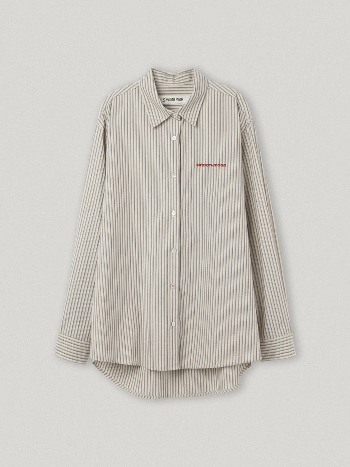 스무스무드 애버딘 로고 스트라이프 셔츠 베이지 상품이미지1