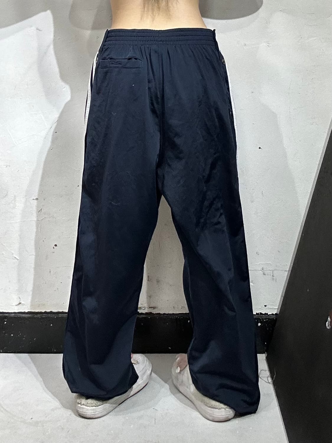 아디다스 네이비 와이드 스냅 단추 사이드 버튼 추리닝 트레이닝 팬츠 L 상품이미지3