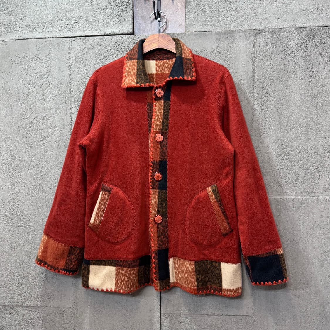 제팬 히피스타일 핸드메이드 리버시블 플리스 자켓 (L)  상품이미지4