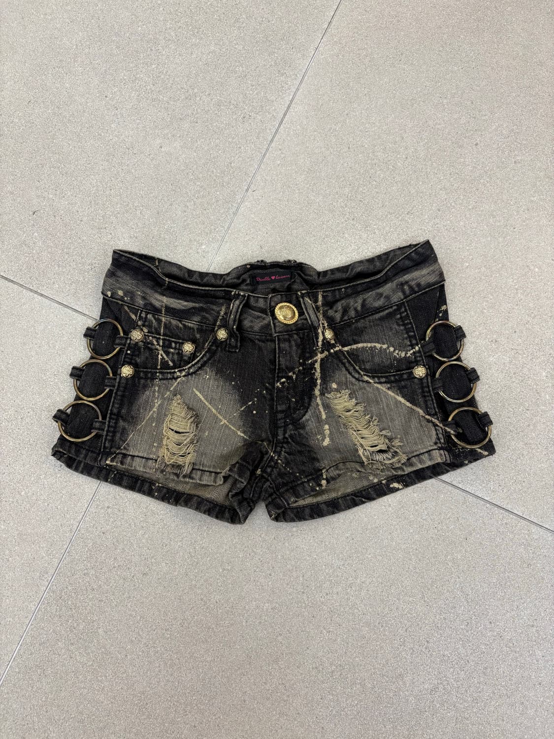 사이드링 글리터 데미지 숏츠 상품이미지1