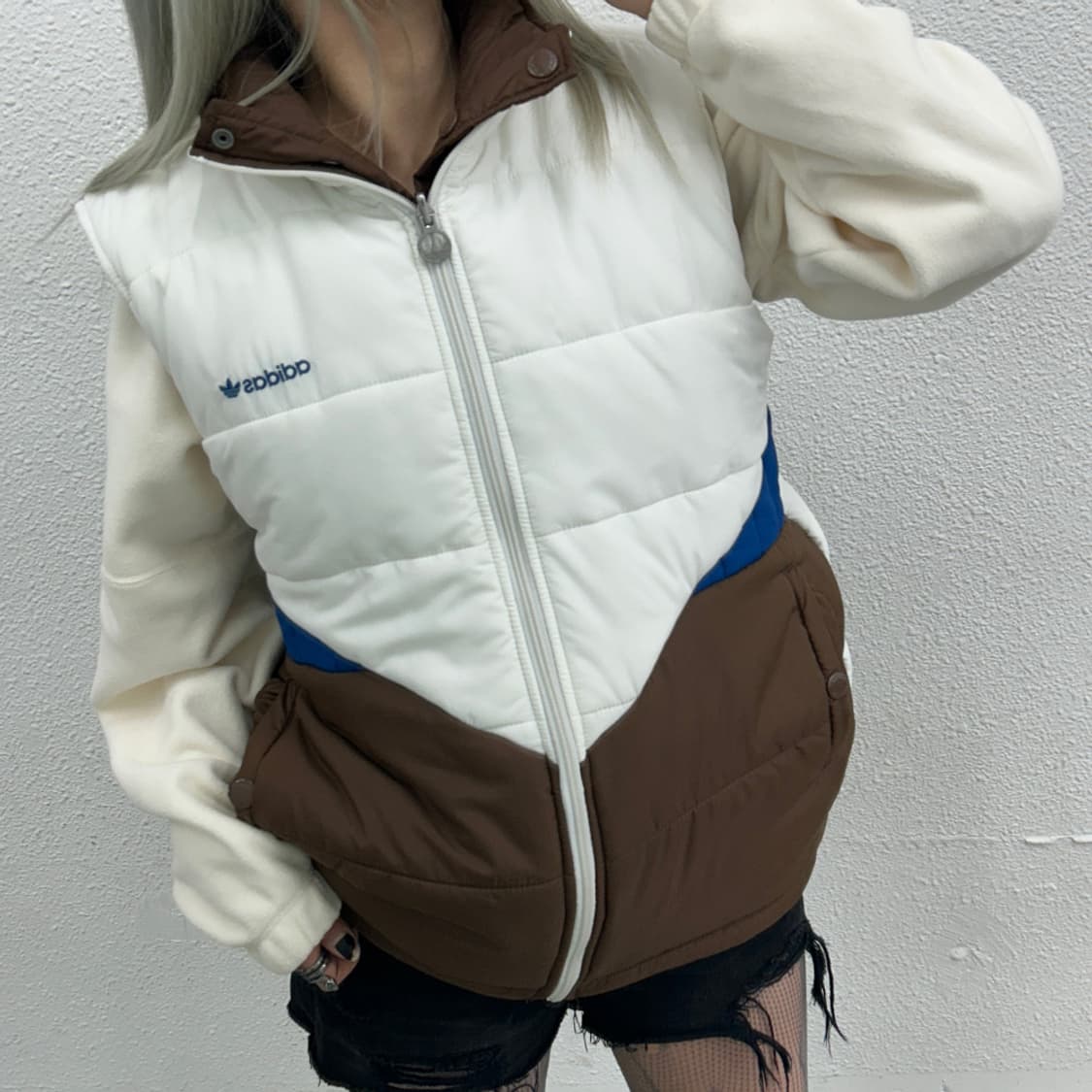 아디다스 브라운 배색 리버시블 조끼패딩 110 상품이미지1