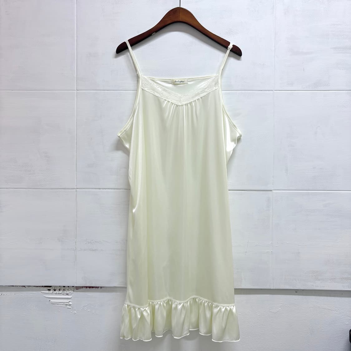 아이보리 레이스 세틴 프릴 슬립원피스  상품이미지1