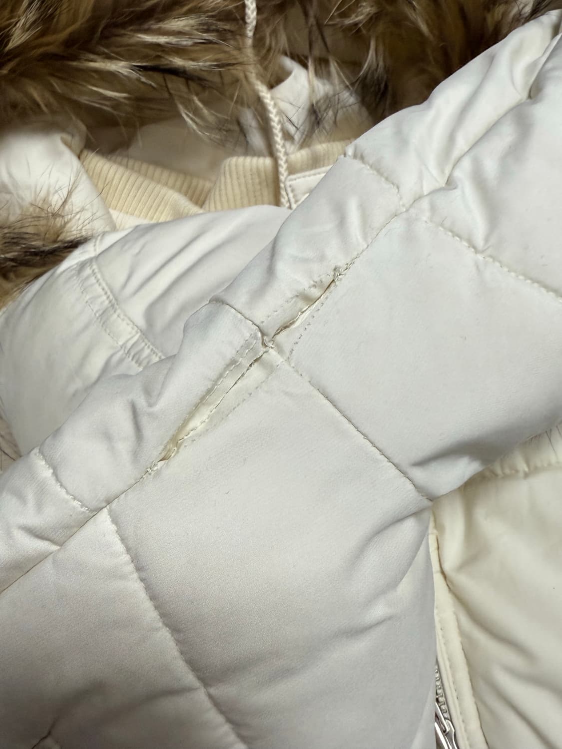 Ask 에스크 화이트 아이보리 울프죠 퍼 후드 패딩 상품이미지7