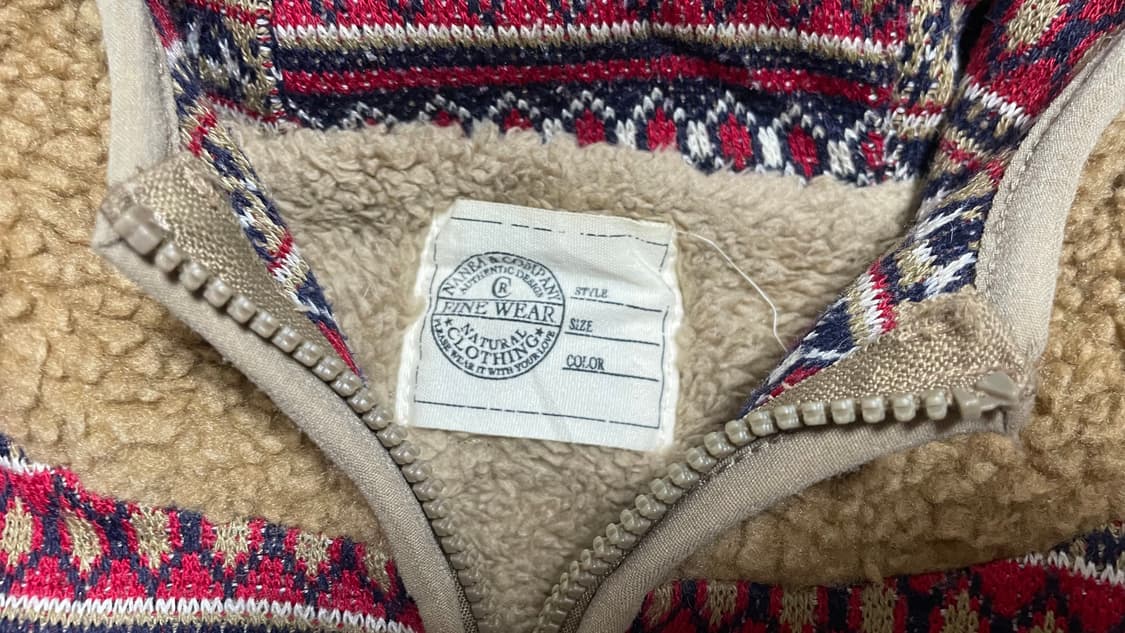 JPN 일본 에스닉 패턴 보헤미안 쉐르파 후리스 후드집업 자켓 상품이미지5