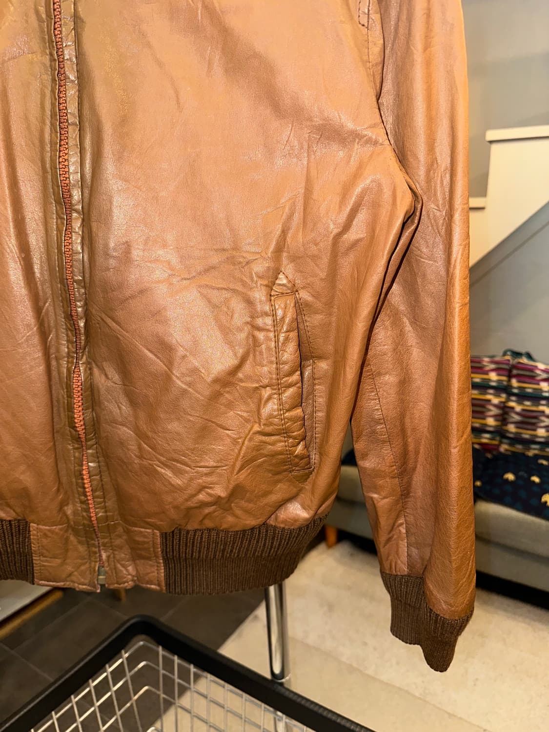 90’s Japanese leather boomber  jacket 상품이미지6