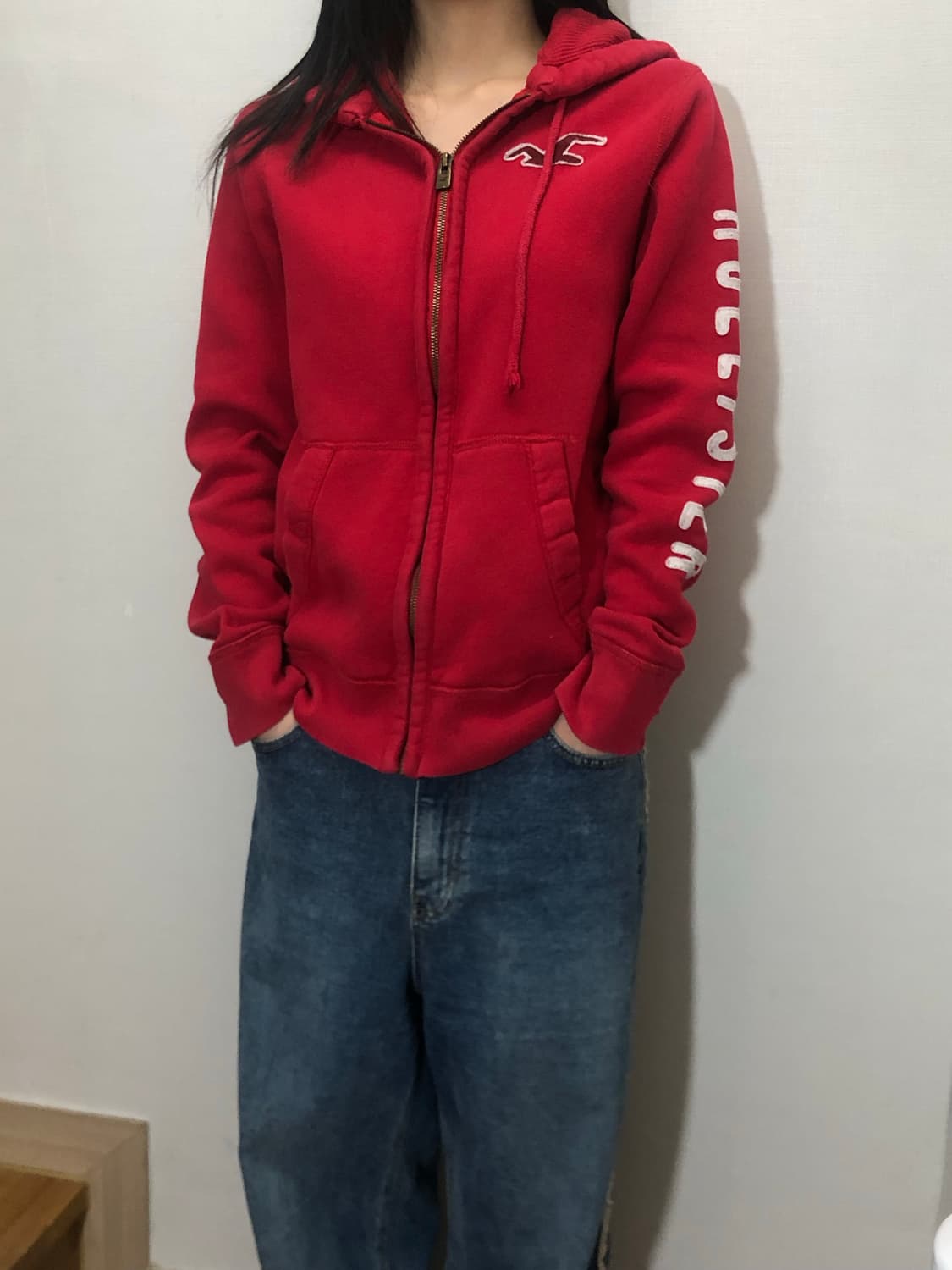 빈티지 홀리스터 레드 후드집업 상품이미지2