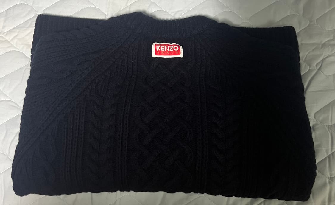 KENZO 겐죠 네이비 크루넥 울 케이블 니트탑 상품이미지4