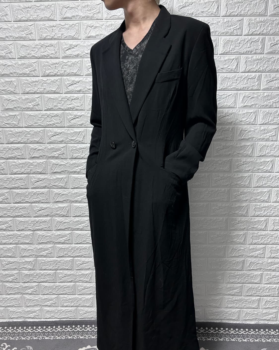 DKNY 아방가르드 울 드레이프 맥시 롱 코트 상품이미지3