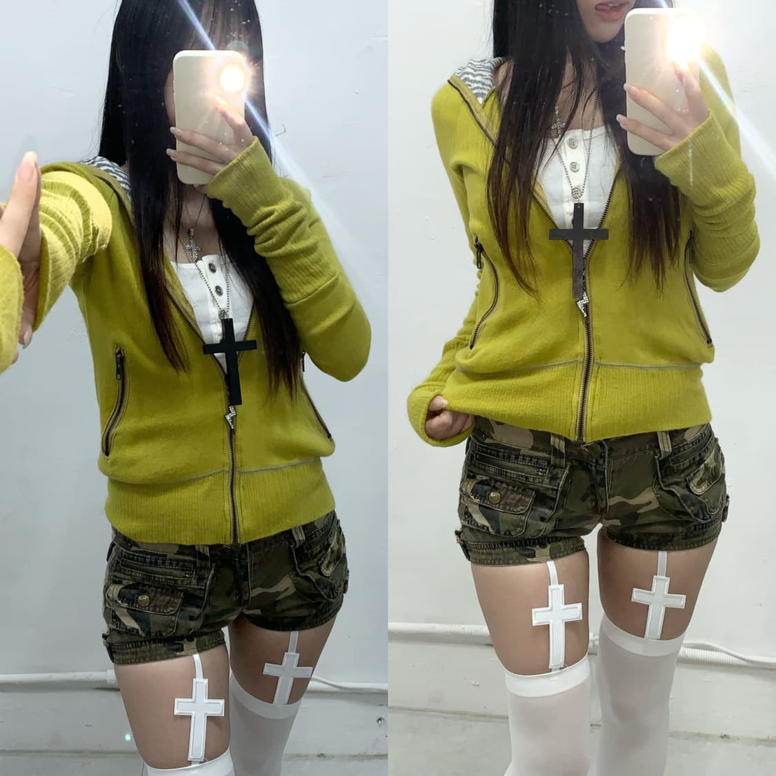 [GLAM GORGEOUS] 갸루 펑크 지브라 후드집업 상품이미지1