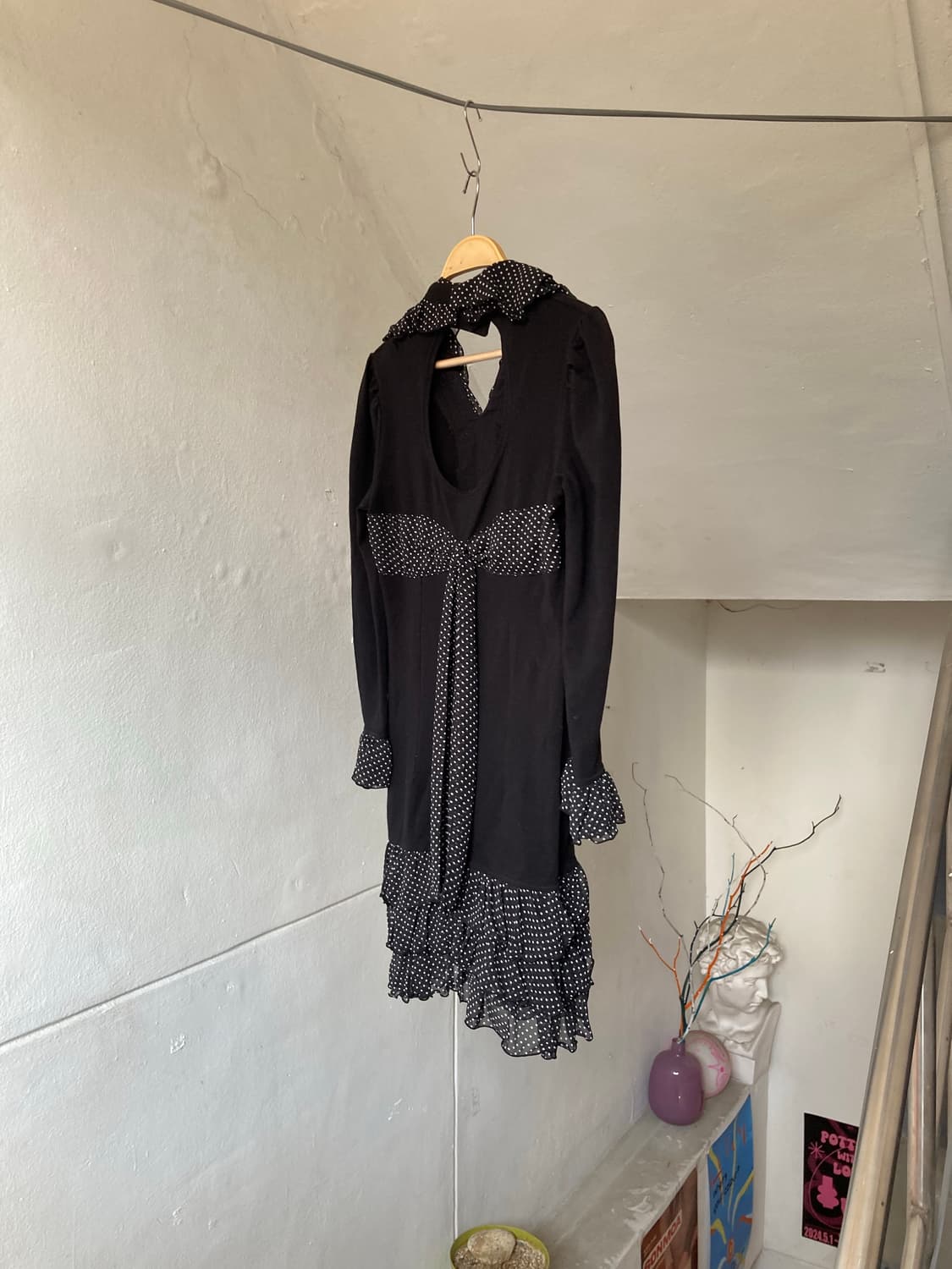 블랙 땡땡이 스판 원피스 상품이미지7