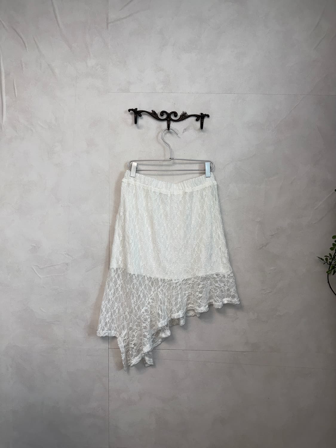 White floral lace unbalanced skirt 상품이미지2