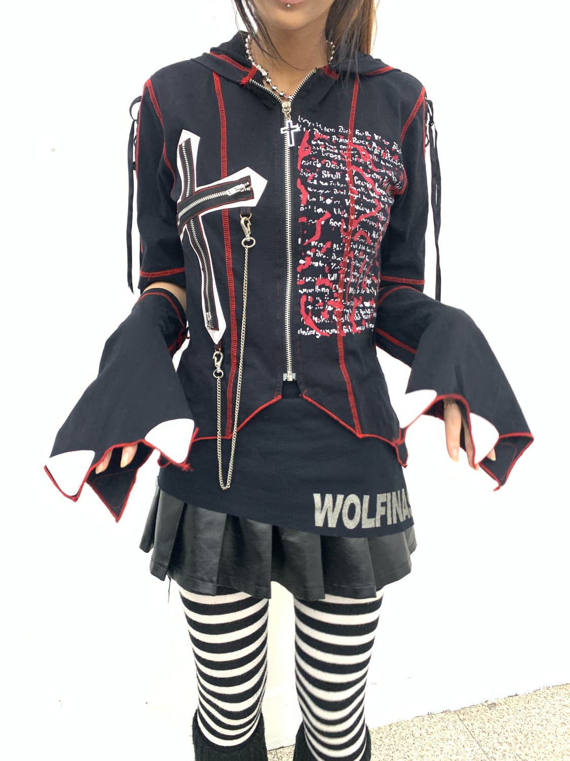 Crucifix cat punk chainsaw hoodie  상품이미지6