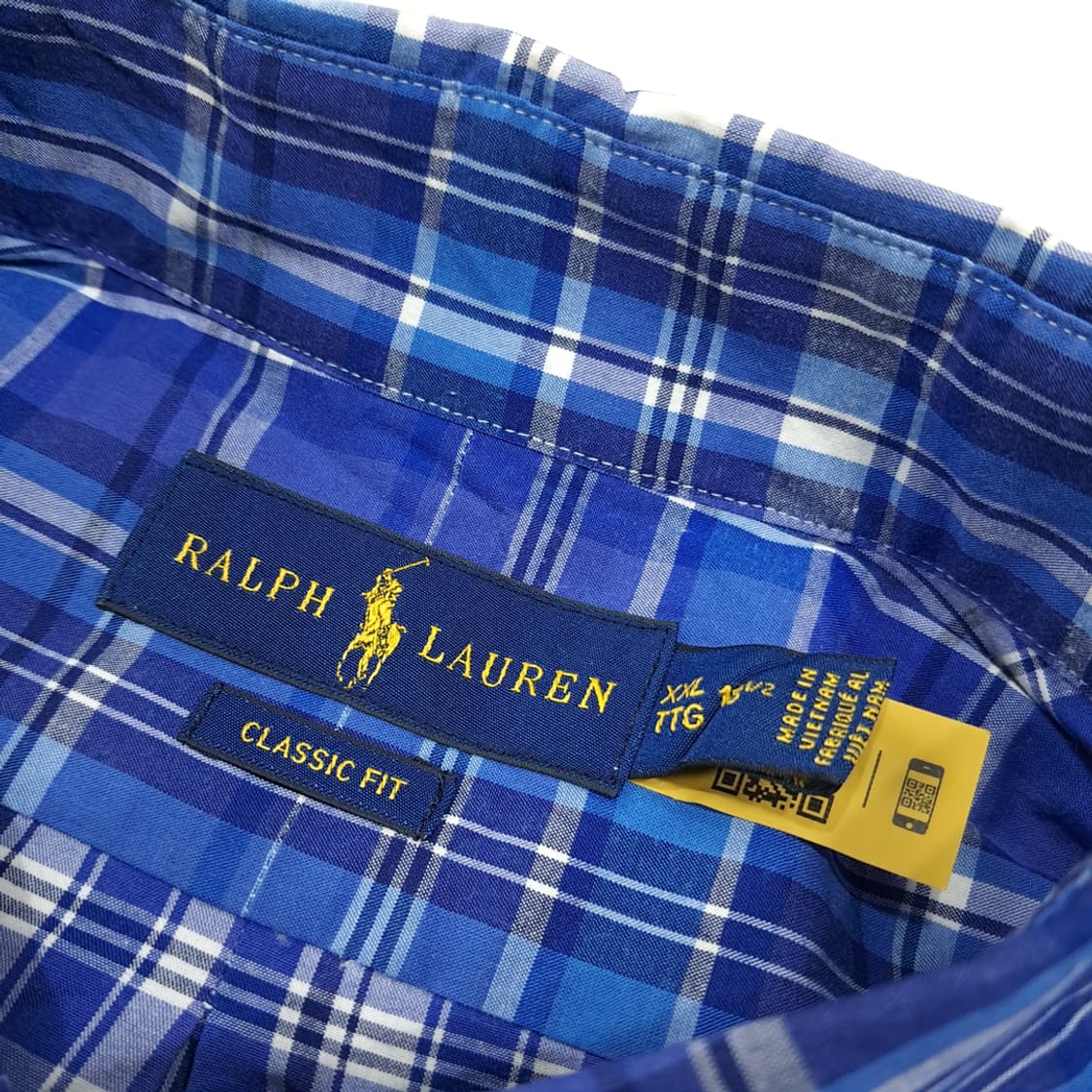CL594 2XL 폴로 코튼 QR 블루 매드라스 체크 셔츠 남방 상품이미지3