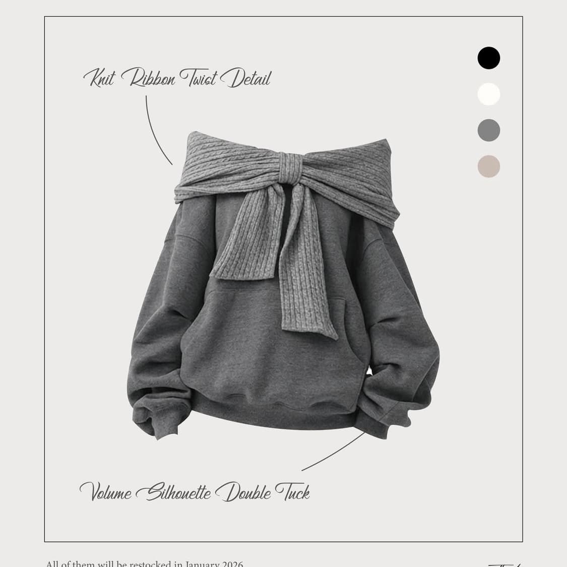 구해요)) 더티스 리본 후드 오프숄더 상품이미지1