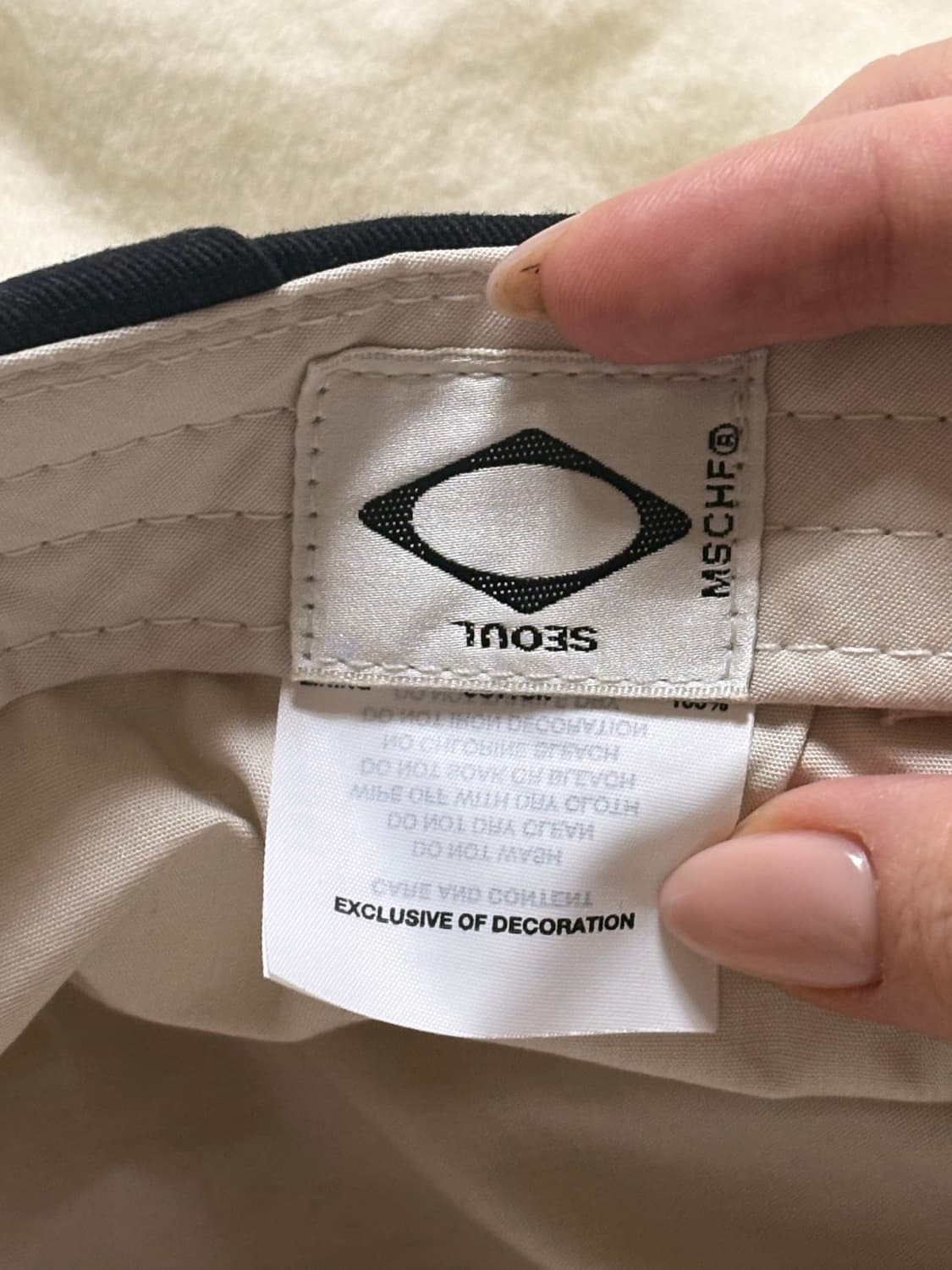 미스치프 롬버스 코튼 볼캡 베이지 블랙 상품이미지4