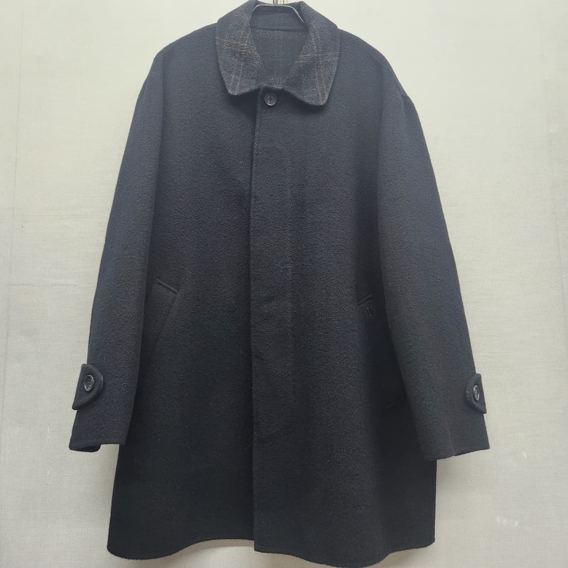 마에스트로 카라 체크 발마칸 코트 100(XL) 상품이미지1