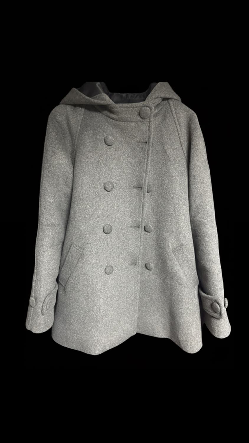 허그유어스킨 후드 하프 코트 차콜 상품이미지3