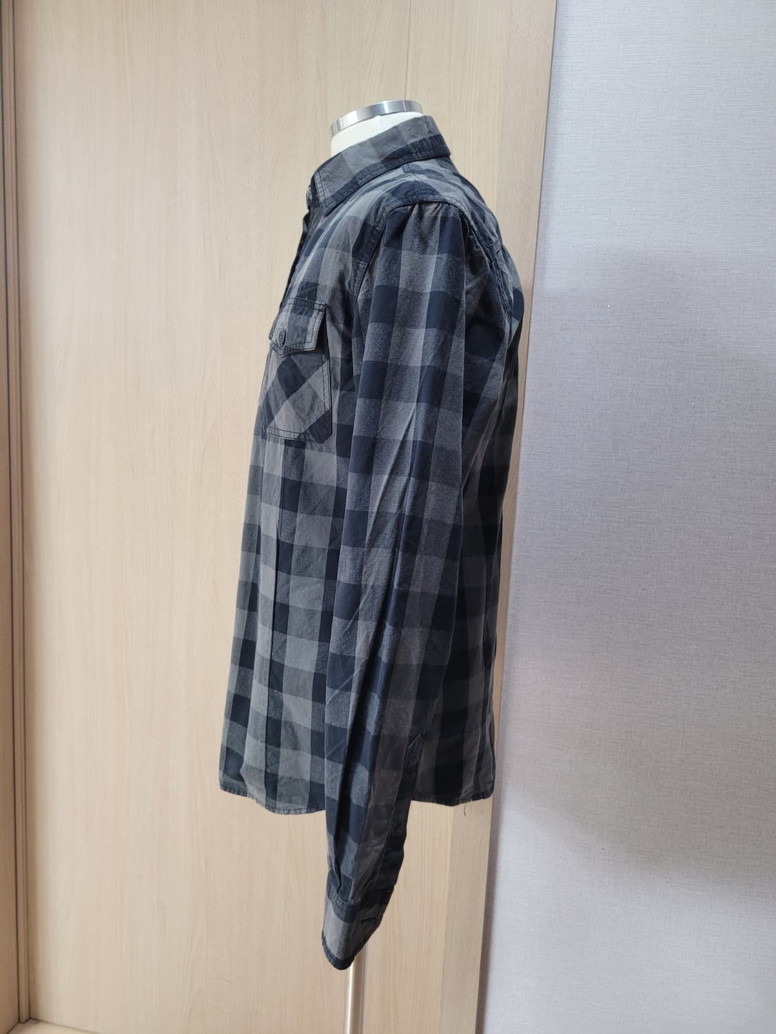 스텝 STAFF 남자 체크셔츠 100 다크그레이 상품이미지4