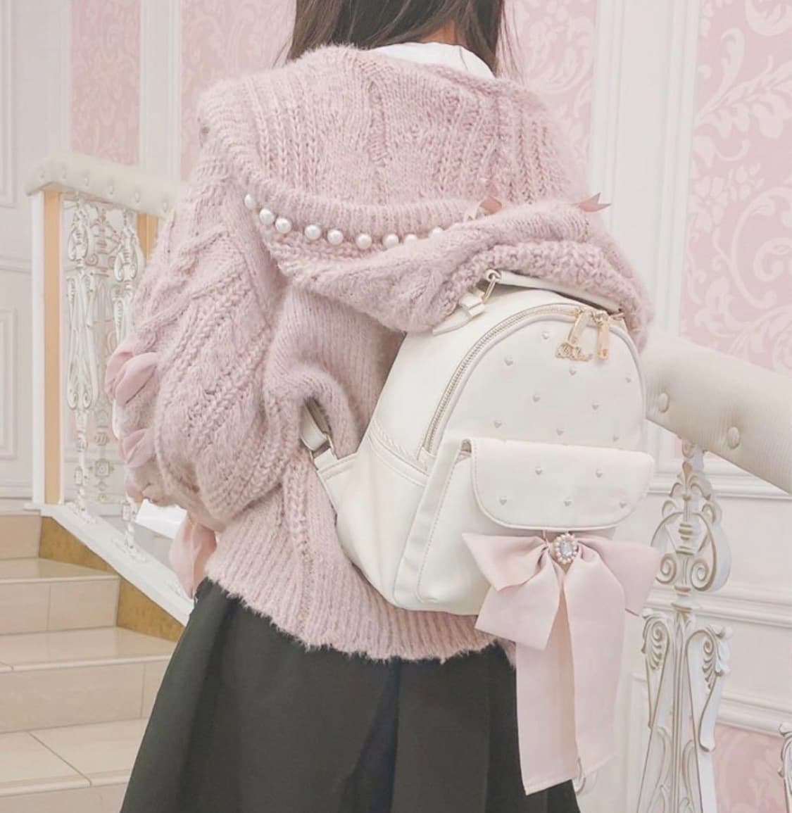 리즈리사 빅후드 루즈핏 니트후드집업 핑크 히메갸루 핀터레스트 상품이미지2