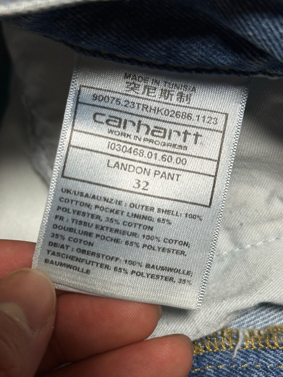 칼하트윕 랜든 팬츠 블루 헤비 스톤 워시 32 상품이미지4