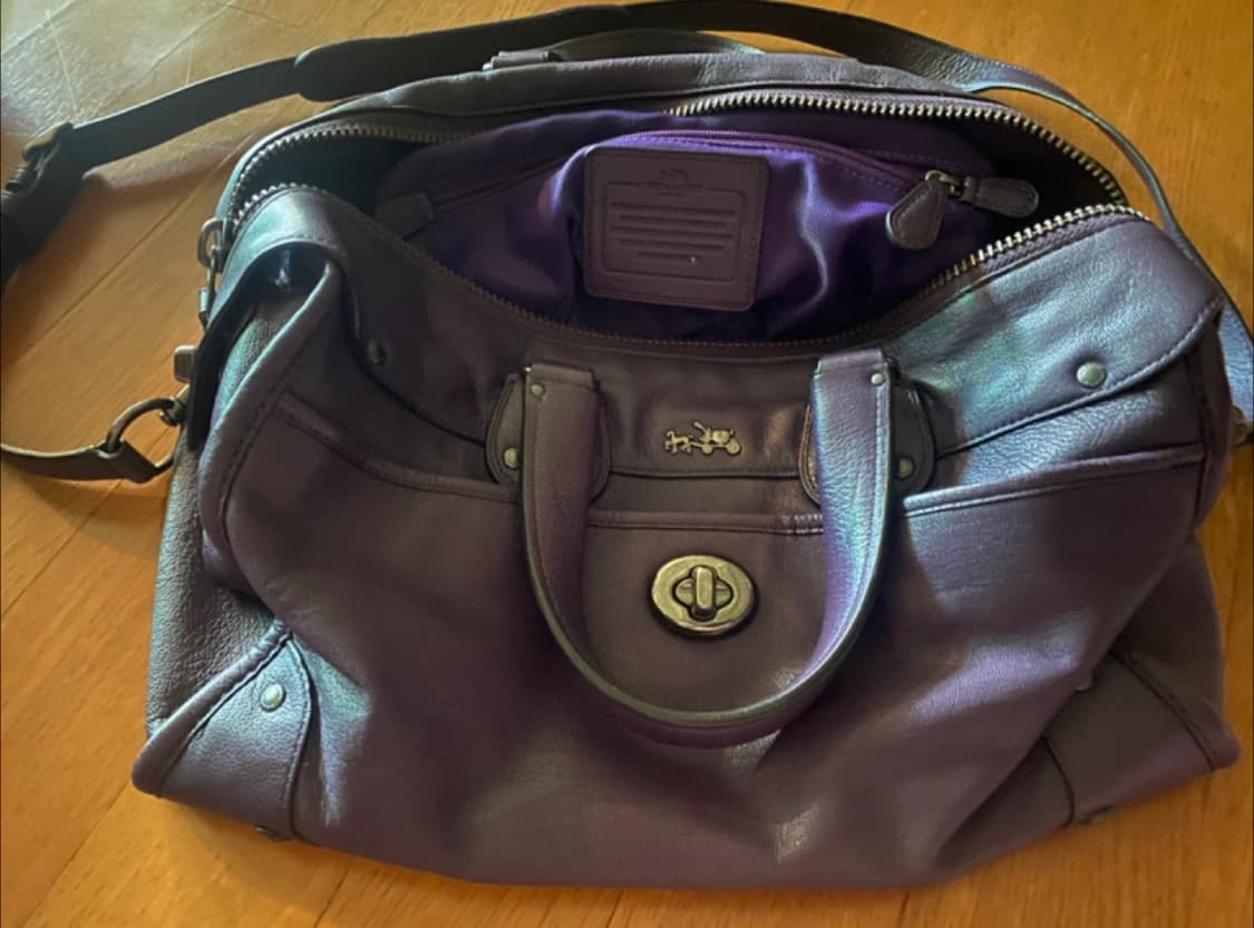 Coach 코치 레더 토트백 퍼플 상품이미지3