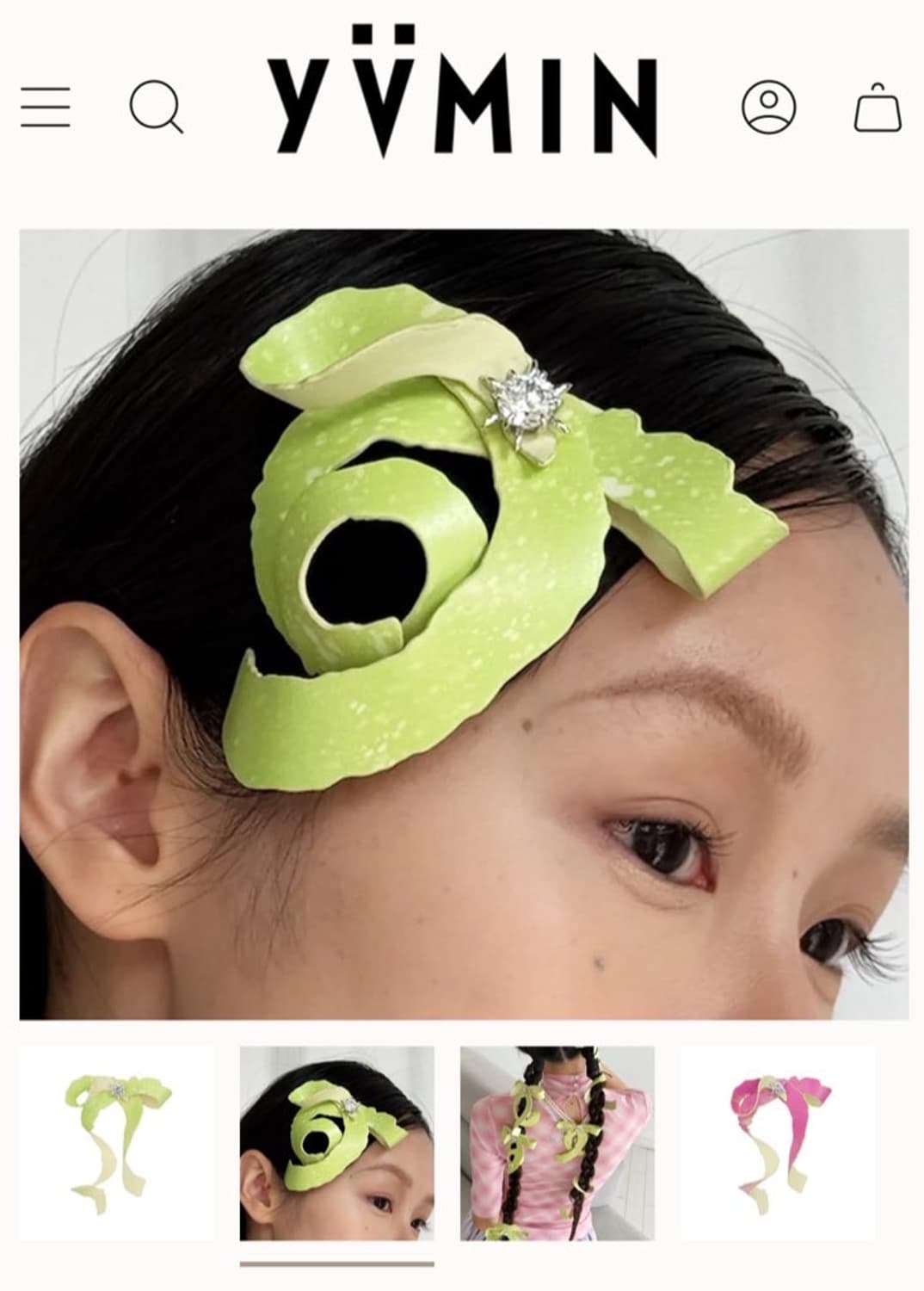 위민 yvmin apple peel hair pin 사과 헤어핀 슈슈통 상품이미지1