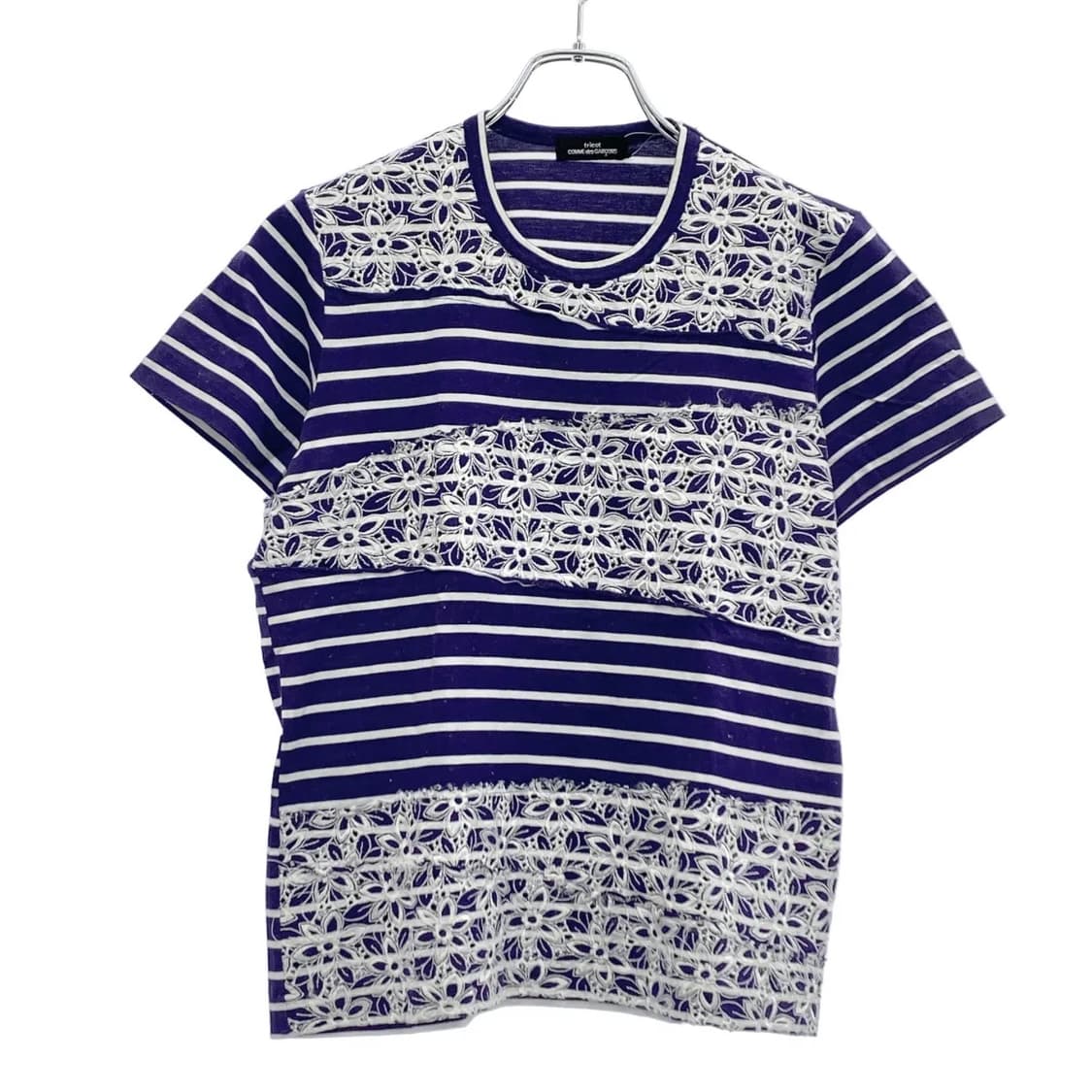 OS)tricot COMME des GARÇONS 래이스 스트라이 티셔츠 상품이미지1
