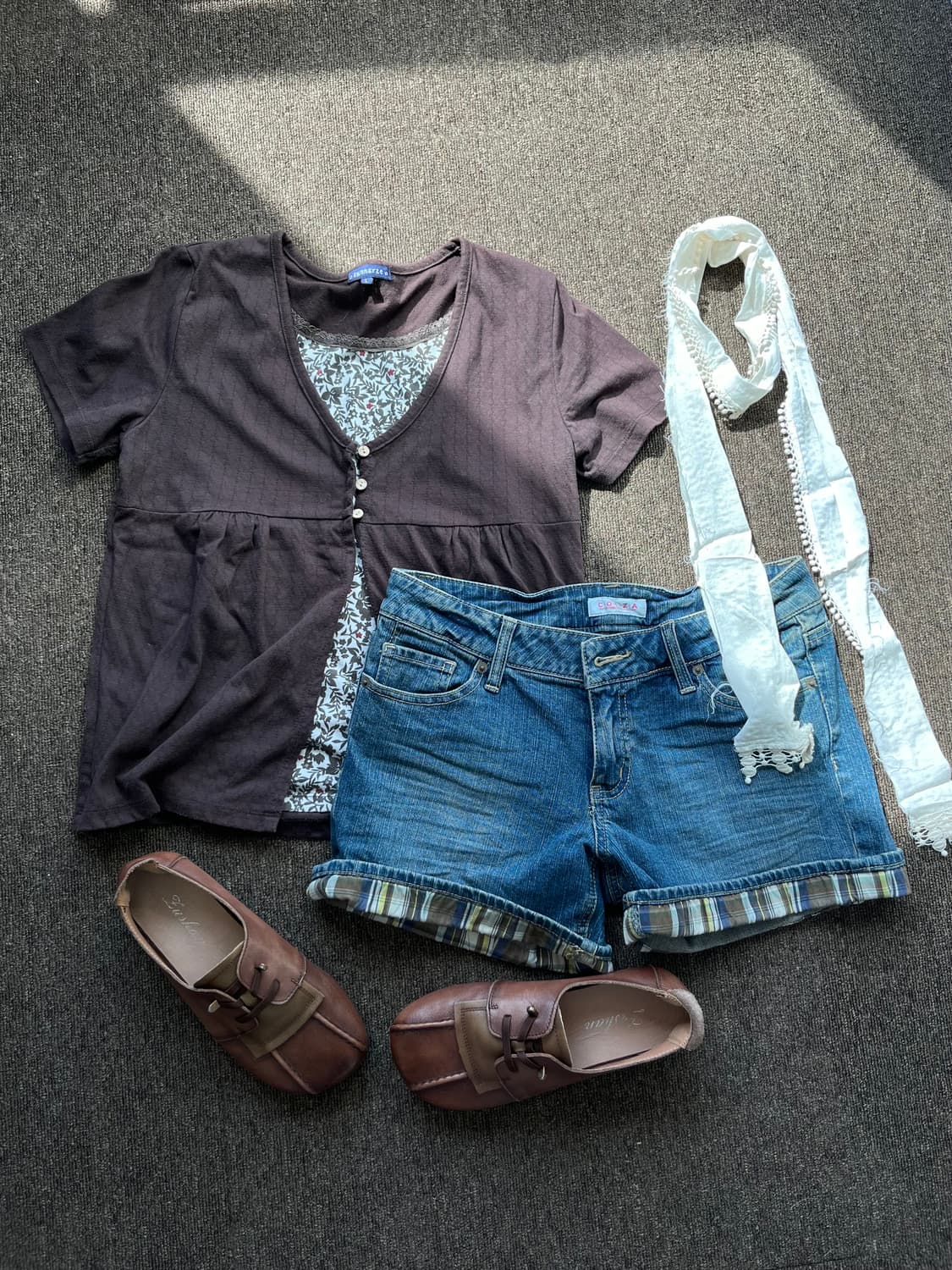 Sunnayze 바선생 레이어드 브라운 잔꽃 반팔 상품이미지9