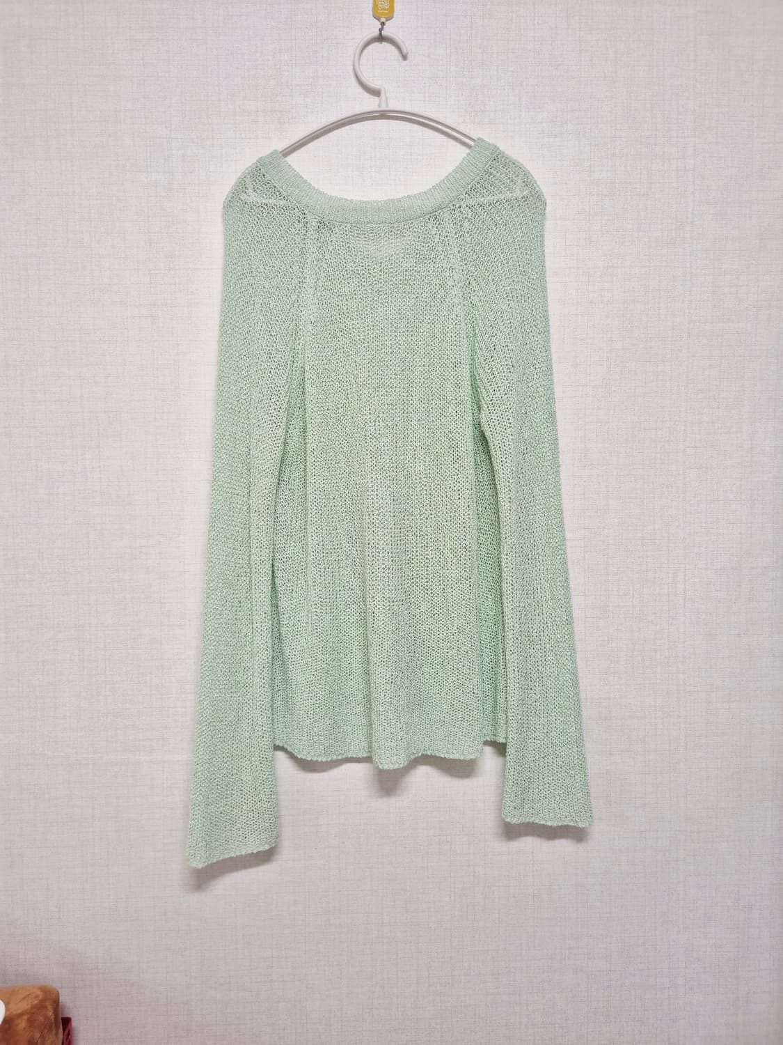 민트색 브이넥 니트 긴팔 상품이미지2