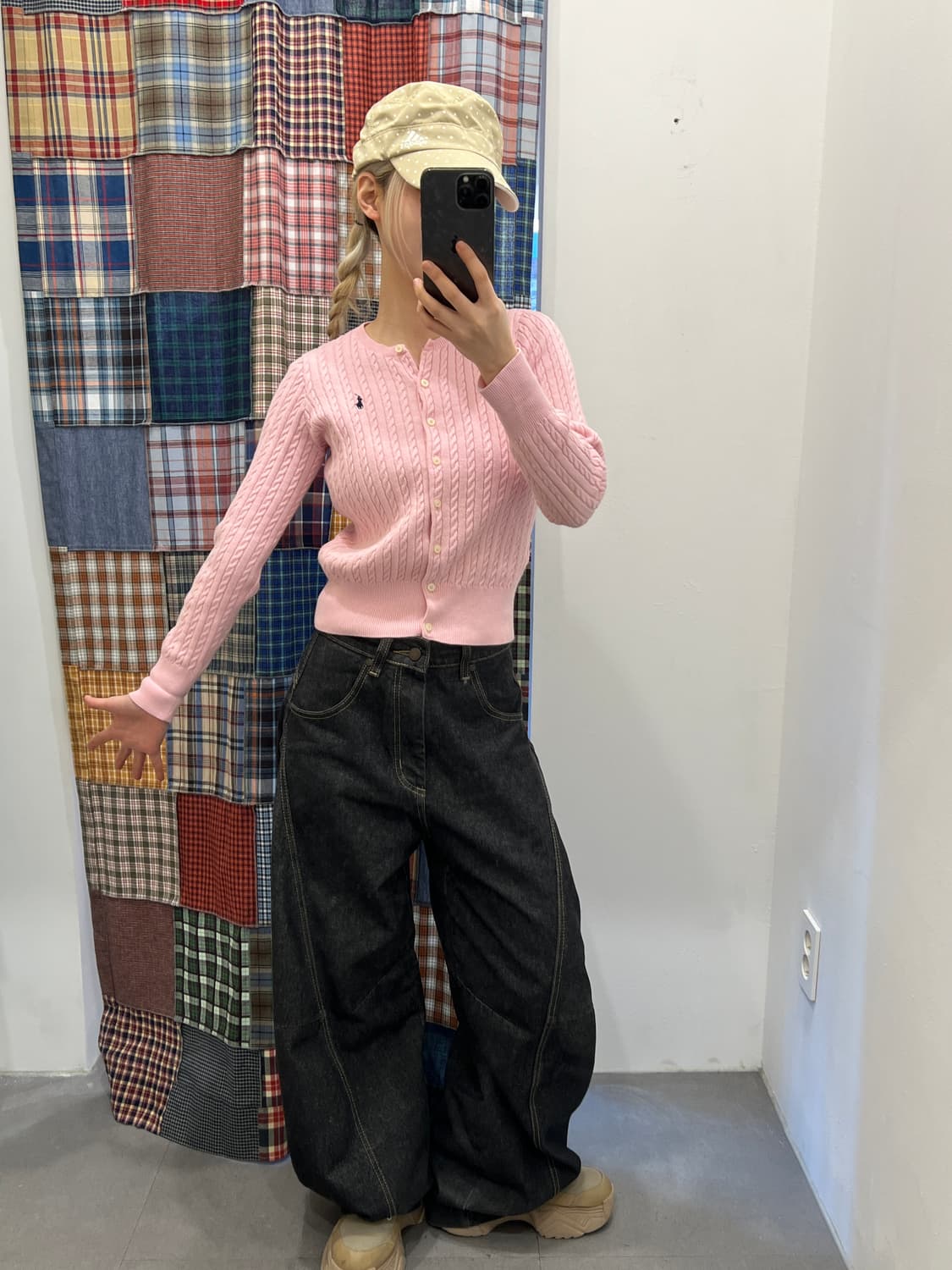 폴로 딸기우유 꽈배기 니트 카디건 상품이미지5