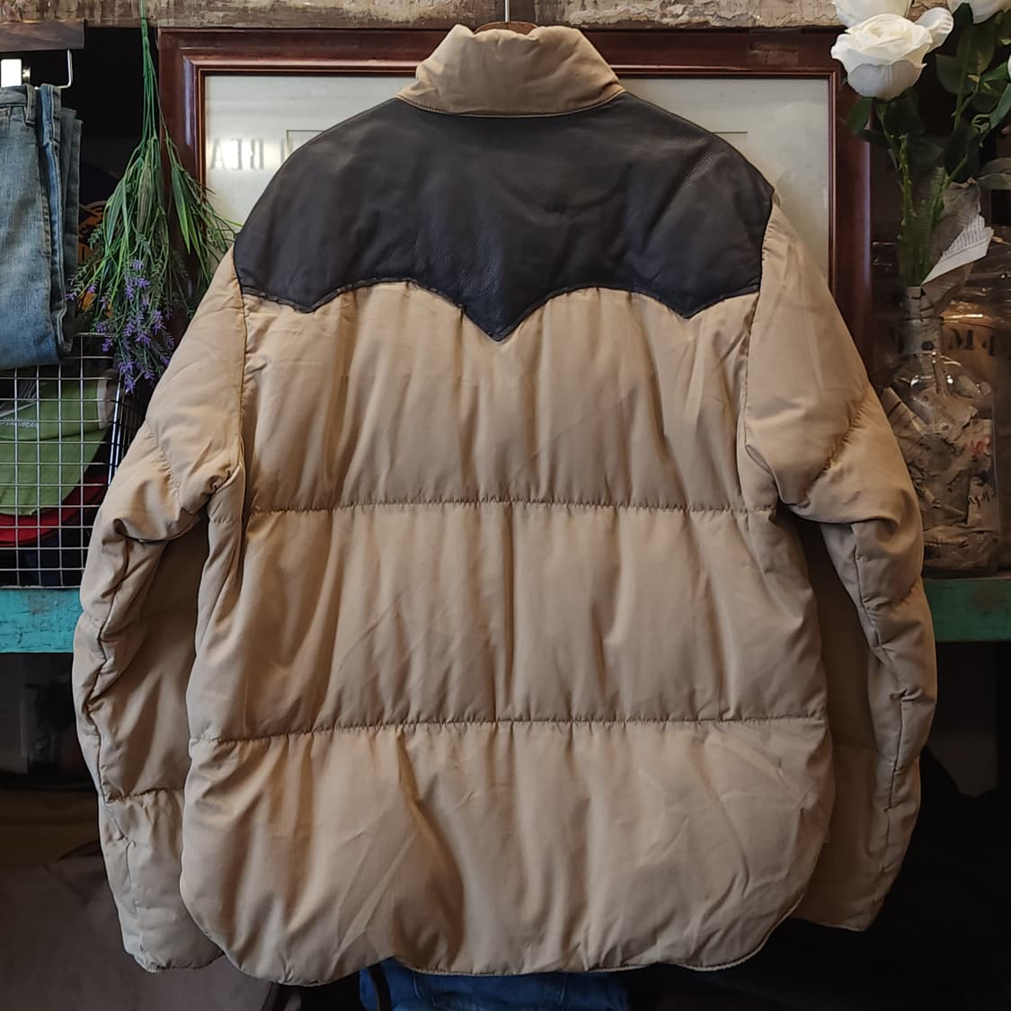 폴로 다운 패딩 웨스턴 가죽 패딩 푸퍼 다운 봄버 L 상품이미지2