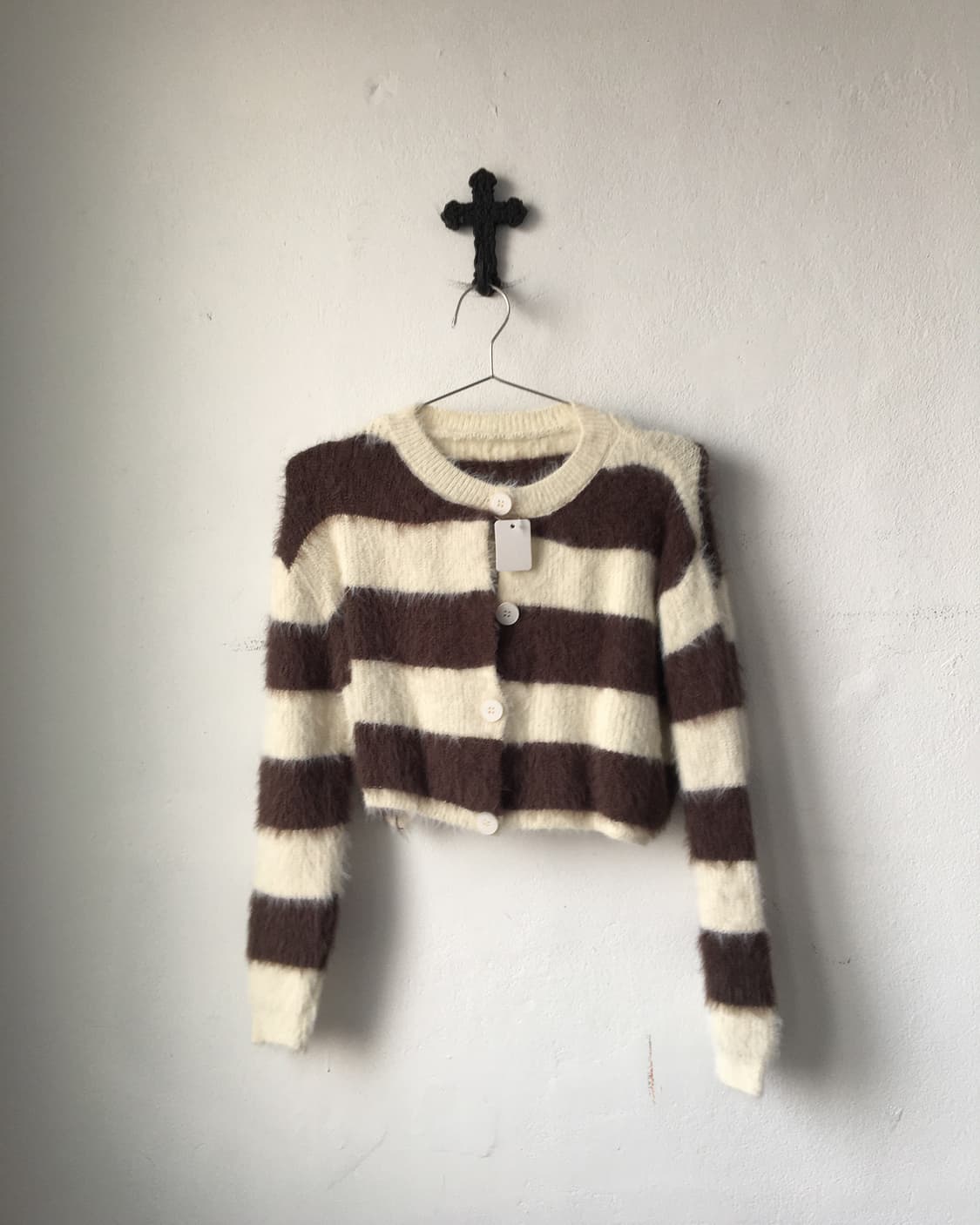 Fluffy pattern knit cardigan 상품이미지2