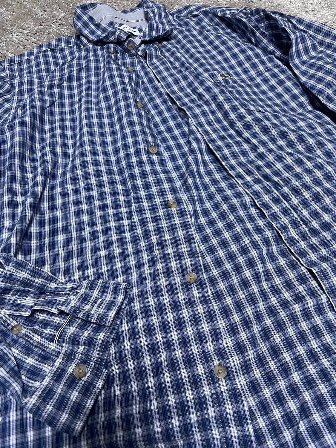 라코스테 체크 긴팔셔츠 사이즈 105 상품이미지3