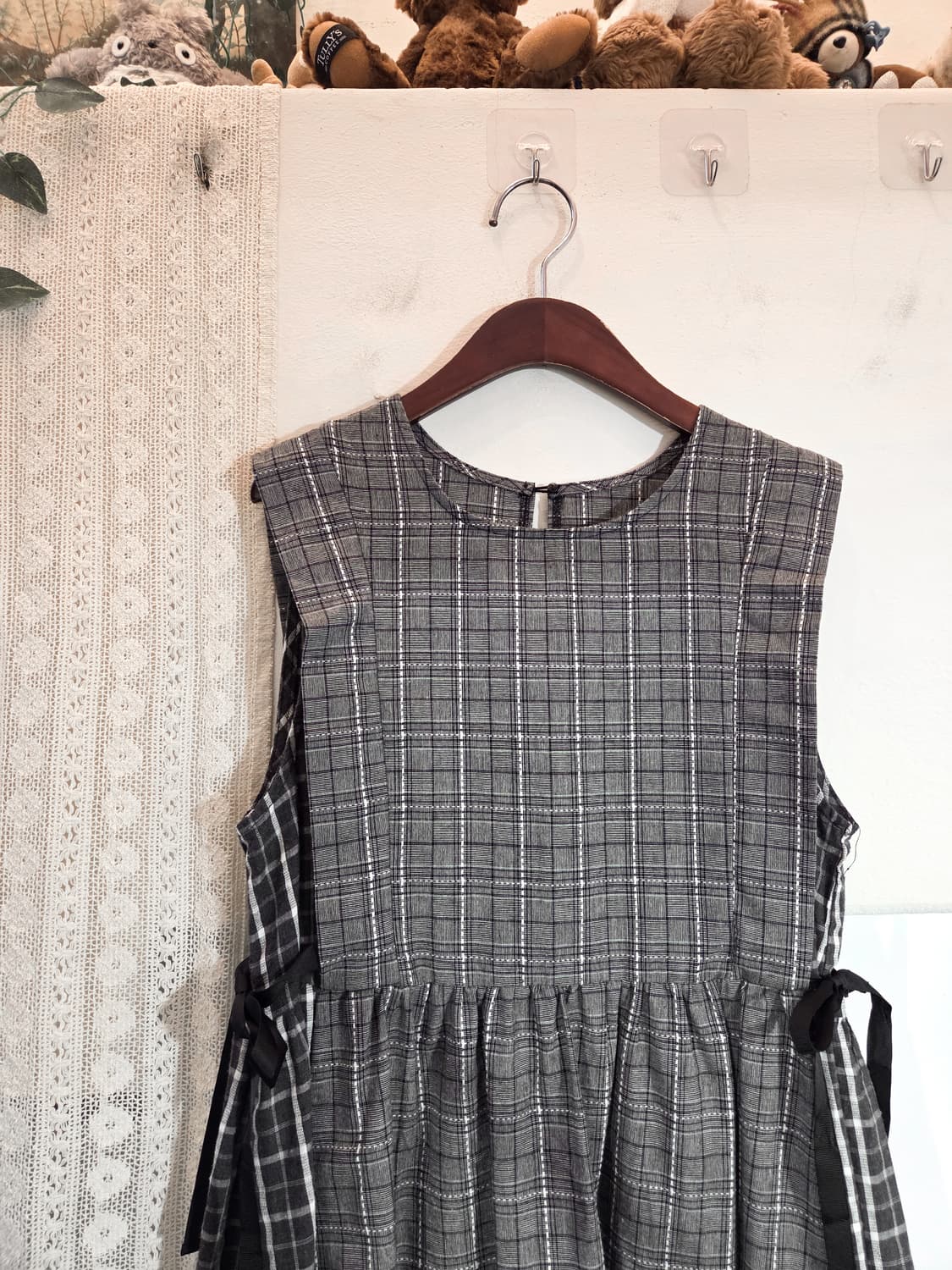 체크 민소매 롱원피스 상품이미지2