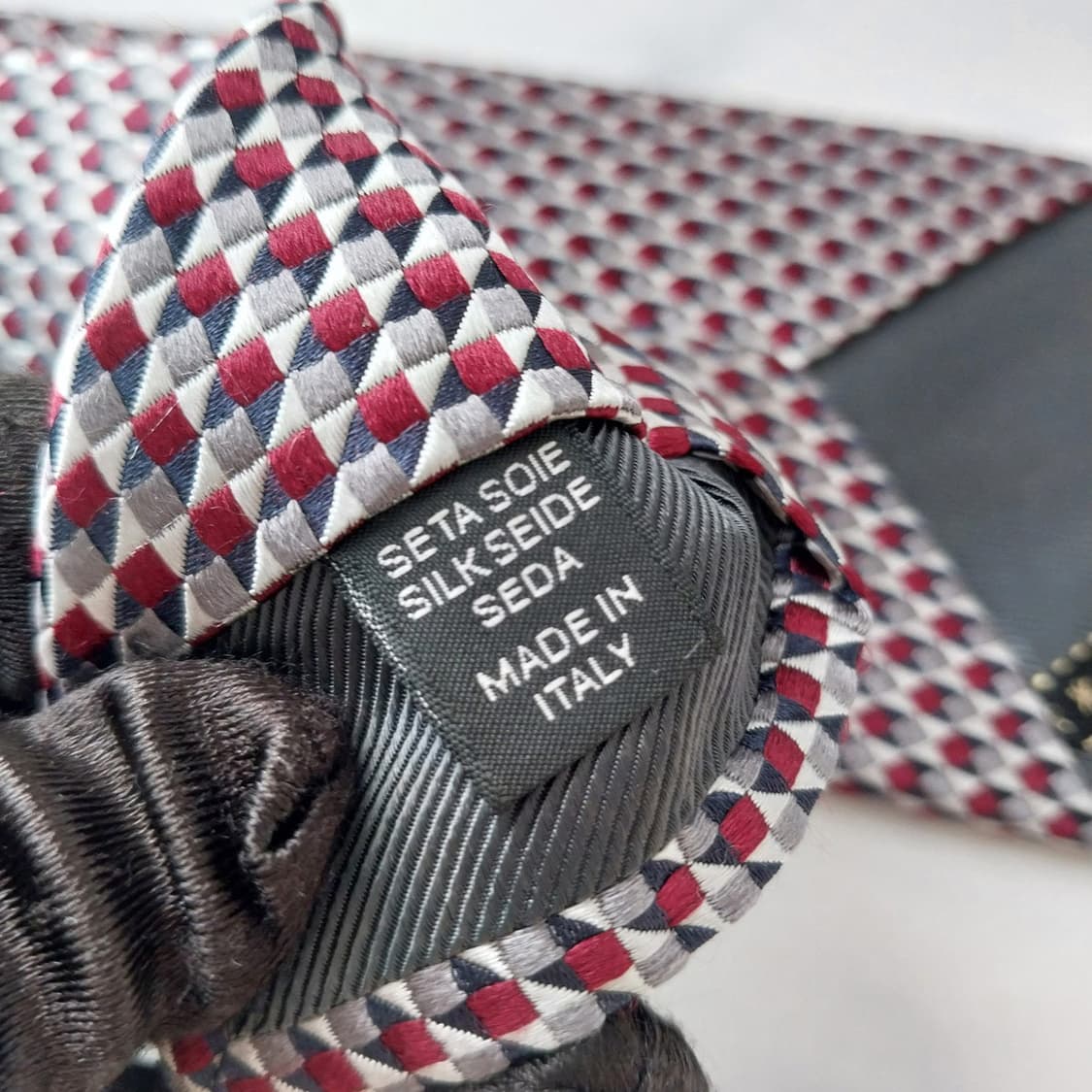 제냐 실크 레드 마이크로 지오메트릭 넥타이 8.6cm A+등급 K1660 상품이미지10