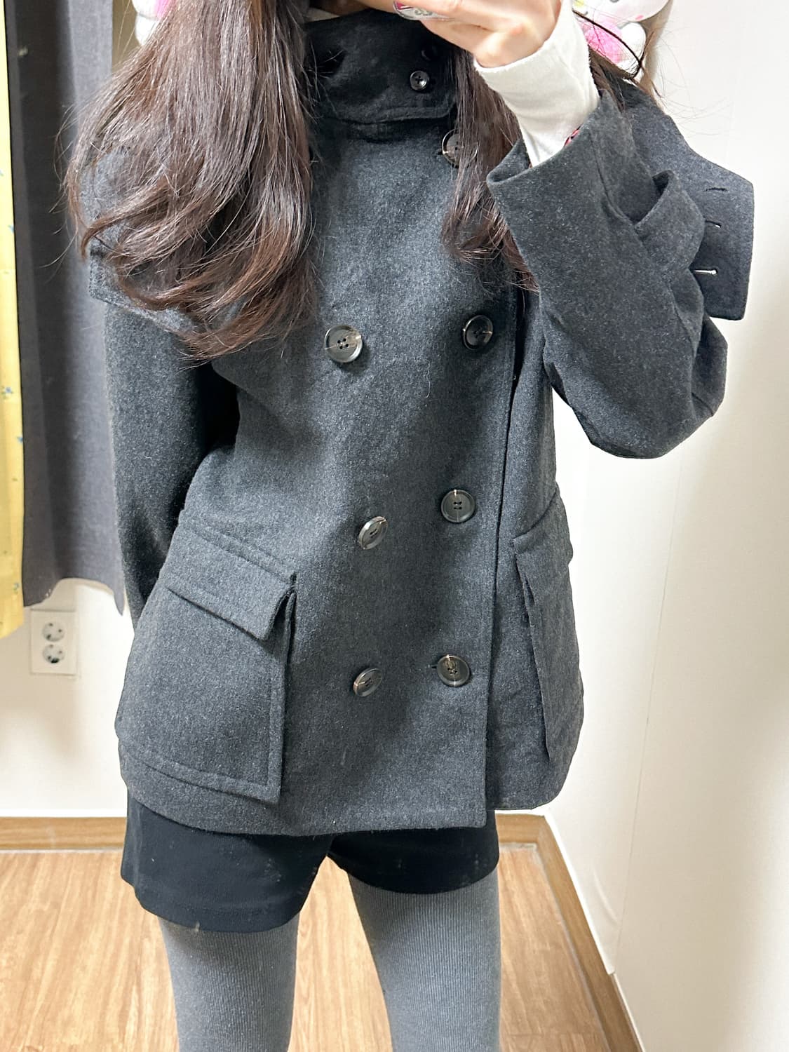 빈티지 차콜 하이넥 코트 오네갸루 라떼 코이세이오깔 긱시크 고딕 그런지 상품이미지2