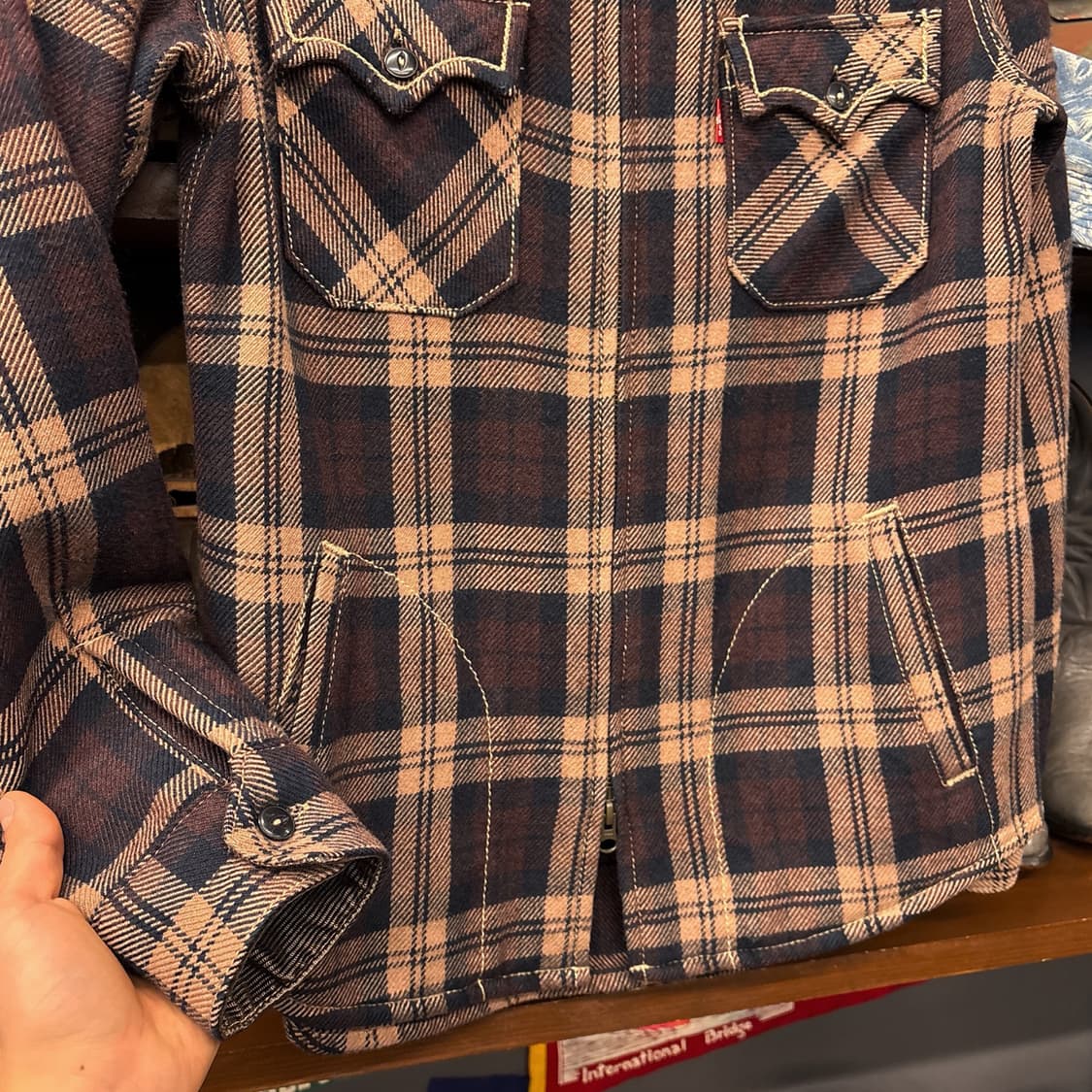 00s 리바이스 레드탭 웨스턴 요크 타탄체크 울 집업자켓 N1227 상품이미지4