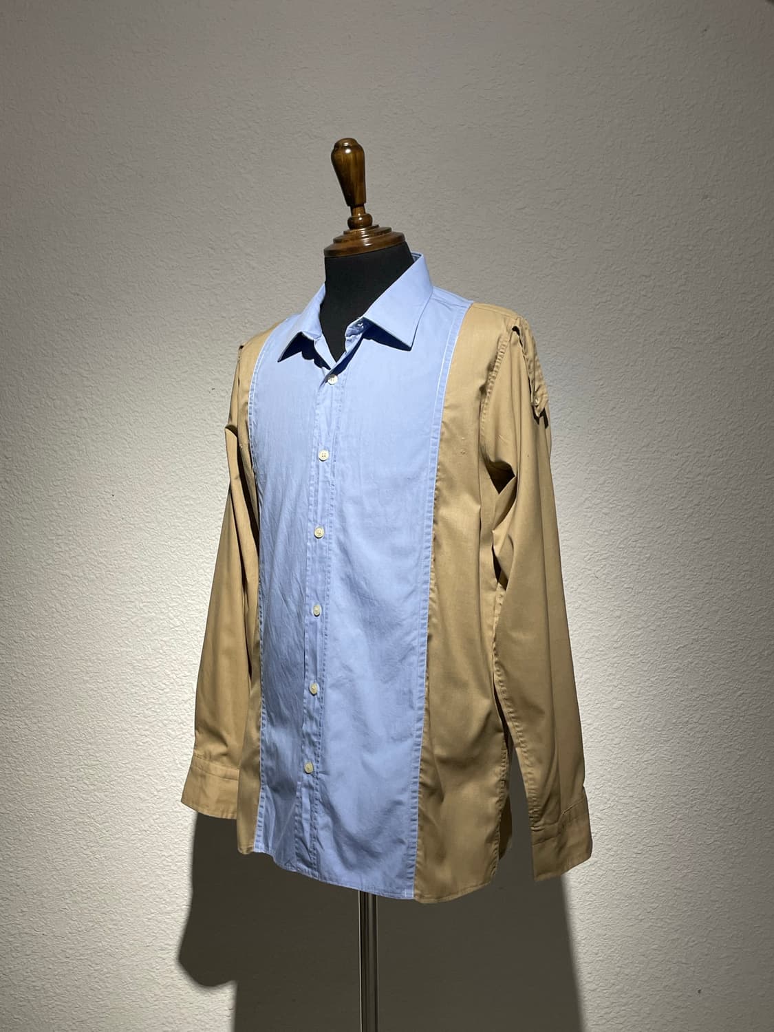 블루 베이지 배색 셔츠 상품이미지2