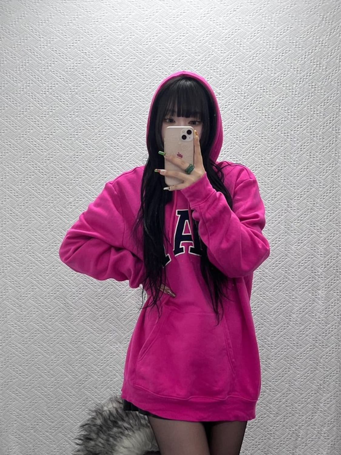 갭 레트로 Y2K 00's 대장급 핫핑크 빅로고 후드티 XL C09584 상품이미지1